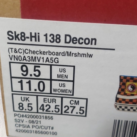 Vans Sk8-Hi 138 Decon T&C Surf Design Hawaii Checkerboard New Sneakers. W11/M9.5 - Picture 6 of 6